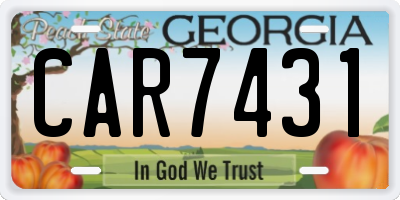 GA license plate CAR7431