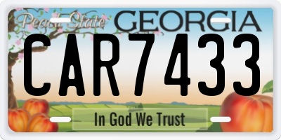 GA license plate CAR7433