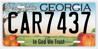 GA license plate CAR7437