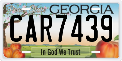 GA license plate CAR7439