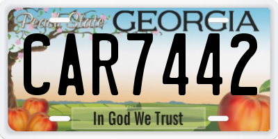 GA license plate CAR7442