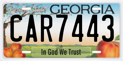 GA license plate CAR7443