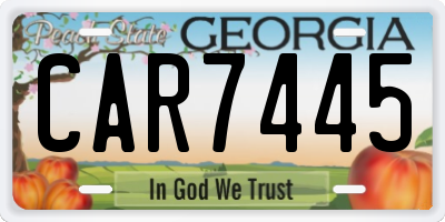 GA license plate CAR7445