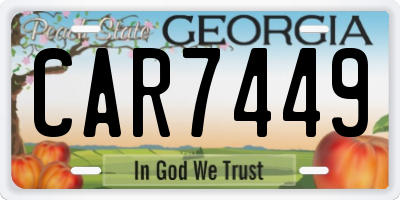 GA license plate CAR7449