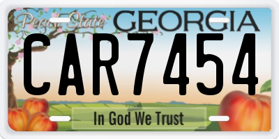 GA license plate CAR7454