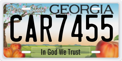 GA license plate CAR7455