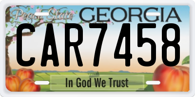 GA license plate CAR7458