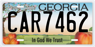 GA license plate CAR7462