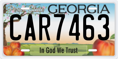 GA license plate CAR7463