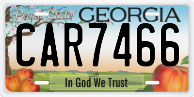 GA license plate CAR7466