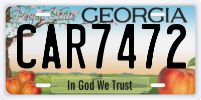 GA license plate CAR7472