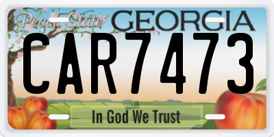 GA license plate CAR7473