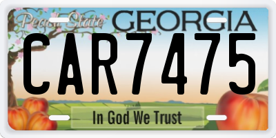 GA license plate CAR7475