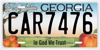 GA license plate CAR7476