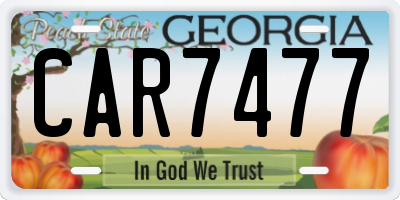 GA license plate CAR7477