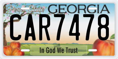 GA license plate CAR7478