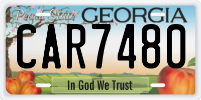 GA license plate CAR7480