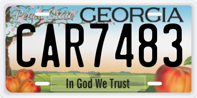 GA license plate CAR7483