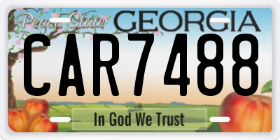 GA license plate CAR7488