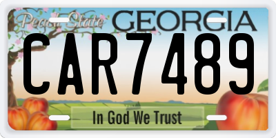 GA license plate CAR7489