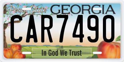 GA license plate CAR7490