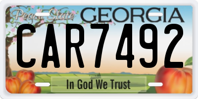 GA license plate CAR7492