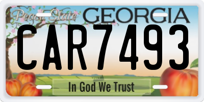 GA license plate CAR7493