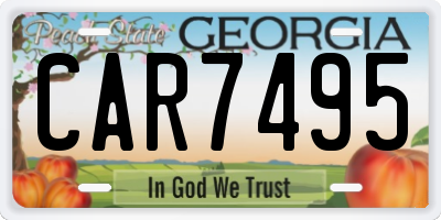 GA license plate CAR7495