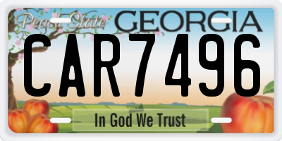 GA license plate CAR7496