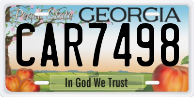 GA license plate CAR7498