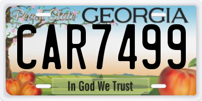 GA license plate CAR7499