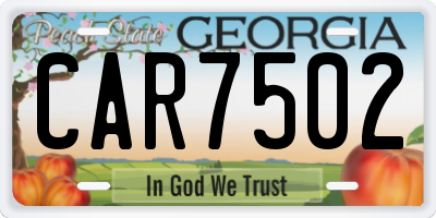 GA license plate CAR7502