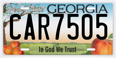 GA license plate CAR7505