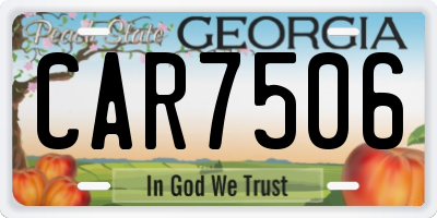 GA license plate CAR7506