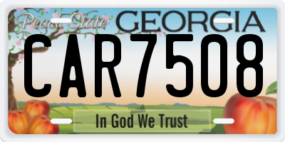 GA license plate CAR7508