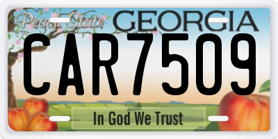 GA license plate CAR7509