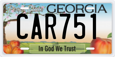 GA license plate CAR751