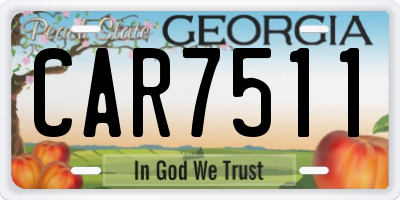 GA license plate CAR7511