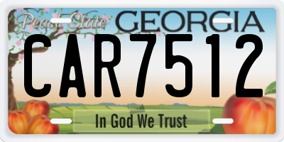 GA license plate CAR7512