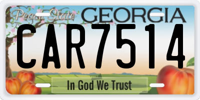 GA license plate CAR7514