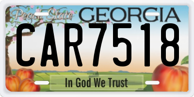 GA license plate CAR7518