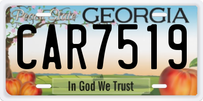 GA license plate CAR7519