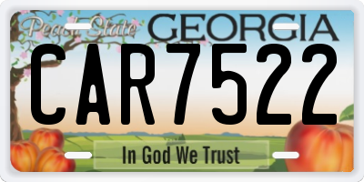 GA license plate CAR7522