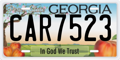 GA license plate CAR7523