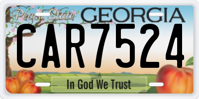 GA license plate CAR7524