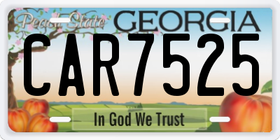 GA license plate CAR7525