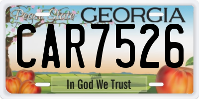 GA license plate CAR7526