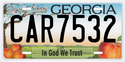 GA license plate CAR7532