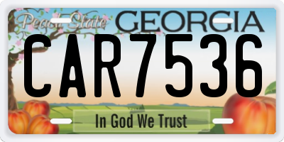 GA license plate CAR7536