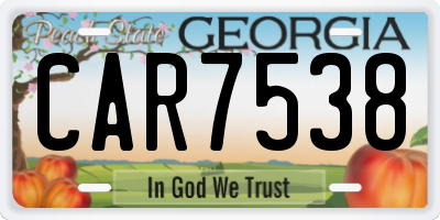 GA license plate CAR7538